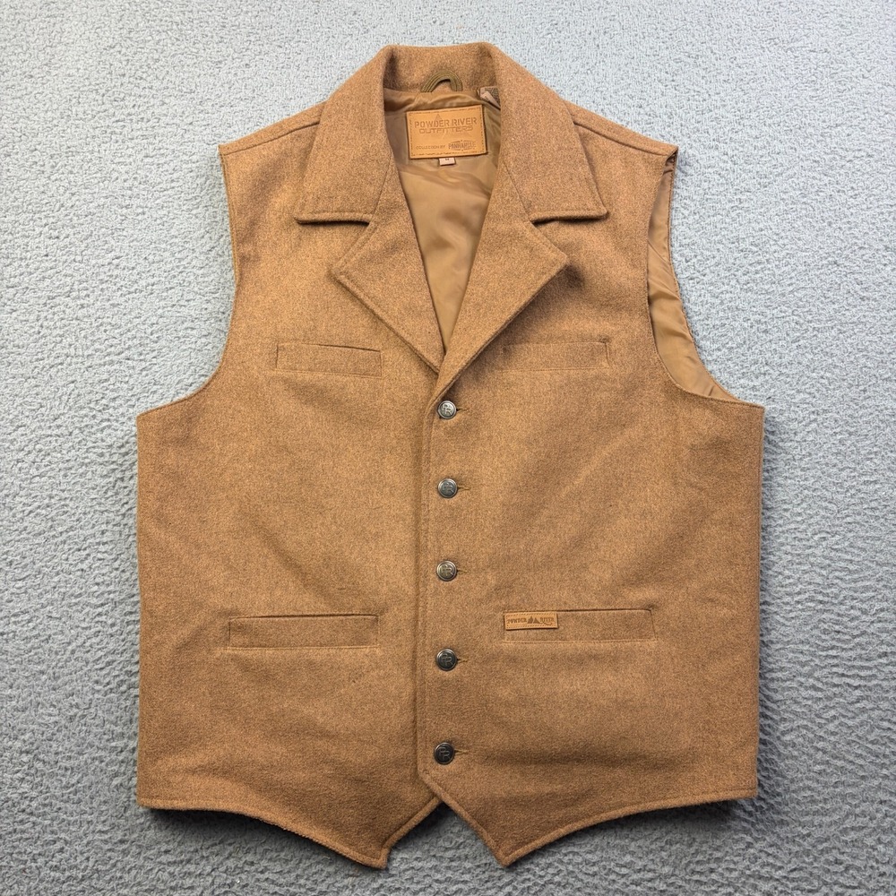 Powder River Outfitters Panhandle Slim Mens Vest Medium Tan Snap Button Western